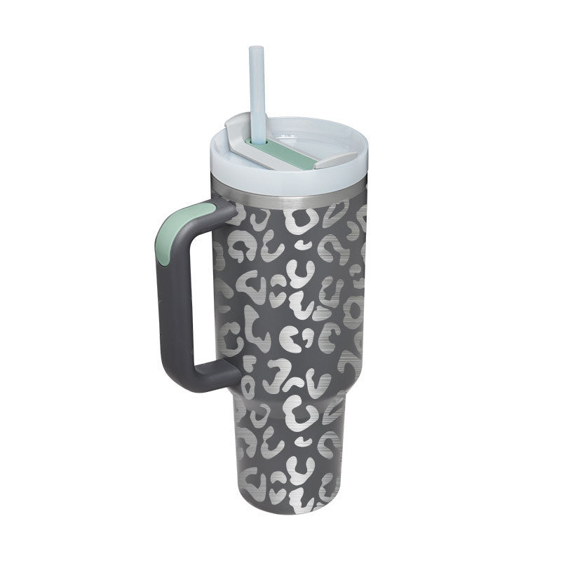 40 Oz Tumbler With Handle Straw Insulated, Stainless Steel Spill Proof Vacuum Coffee Cup Tumbler With Lid Tapered Mug Gifts For Valentine Lover Suitable For Car Gym Office Travel - Sluxe Fashions