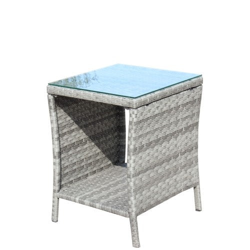 Outdoor Patio Furniture 1 Coffee Table With Clear Tempered Glass - Sluxe Global