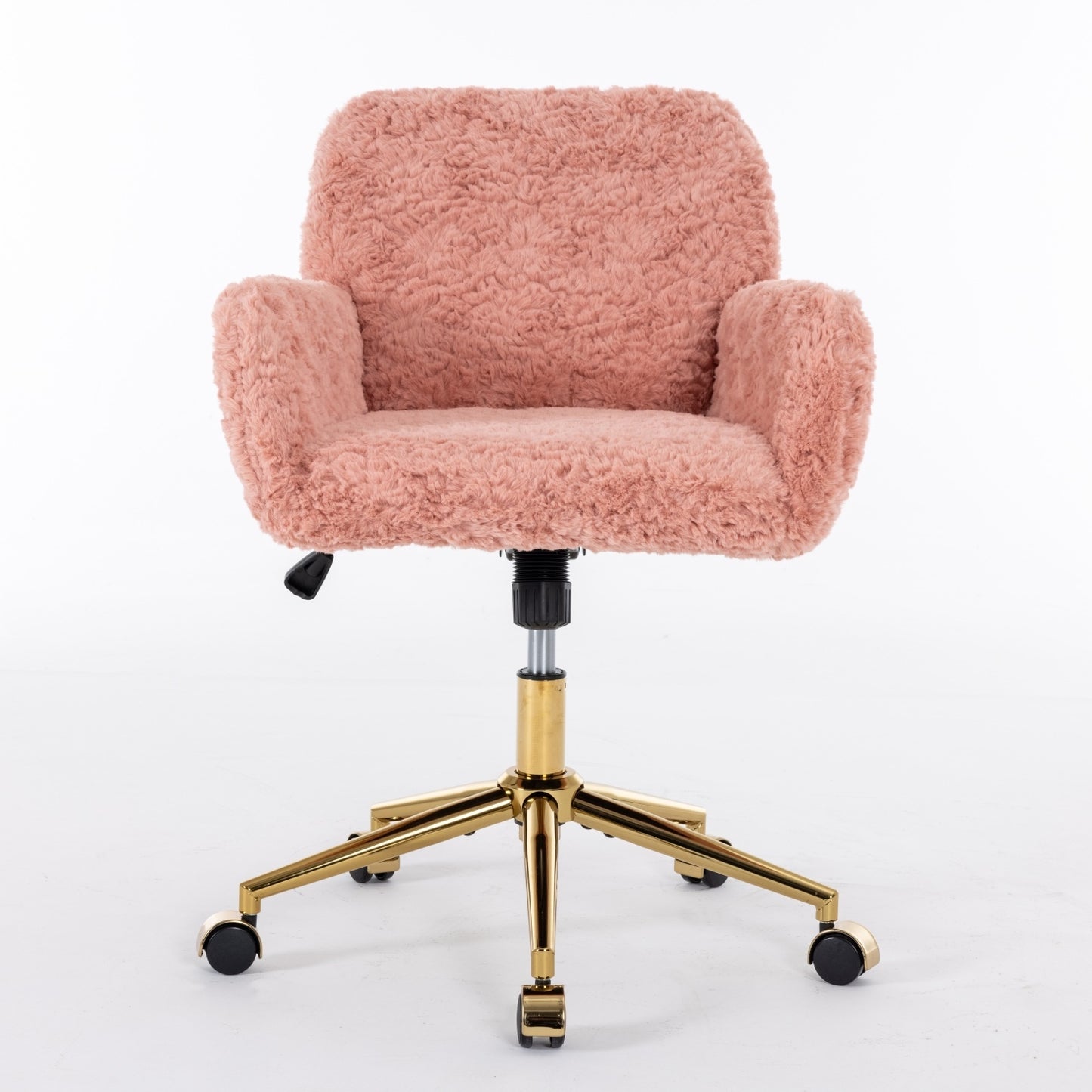 A&A Furniture Artificial Rabbit Hair Office Chair With Gold Base, Adjustable - Sluxe Global