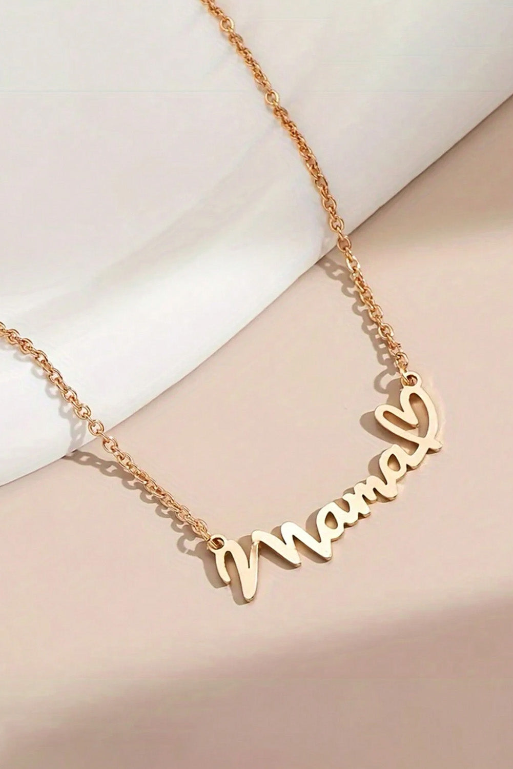 Gold Mama Letter Heart Pattern Necklace - Sluxe Fashions