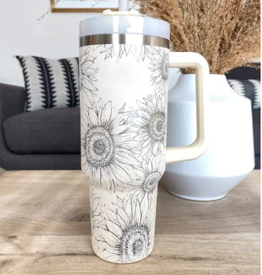 40 Oz Tumbler With Handle Straw Insulated, Stainless Steel Spill Proof Vacuum Coffee Cup Tumbler With Lid Tapered Mug Gifts For Valentine Lover Suitable For Car Gym Office Travel - Sluxe Fashions