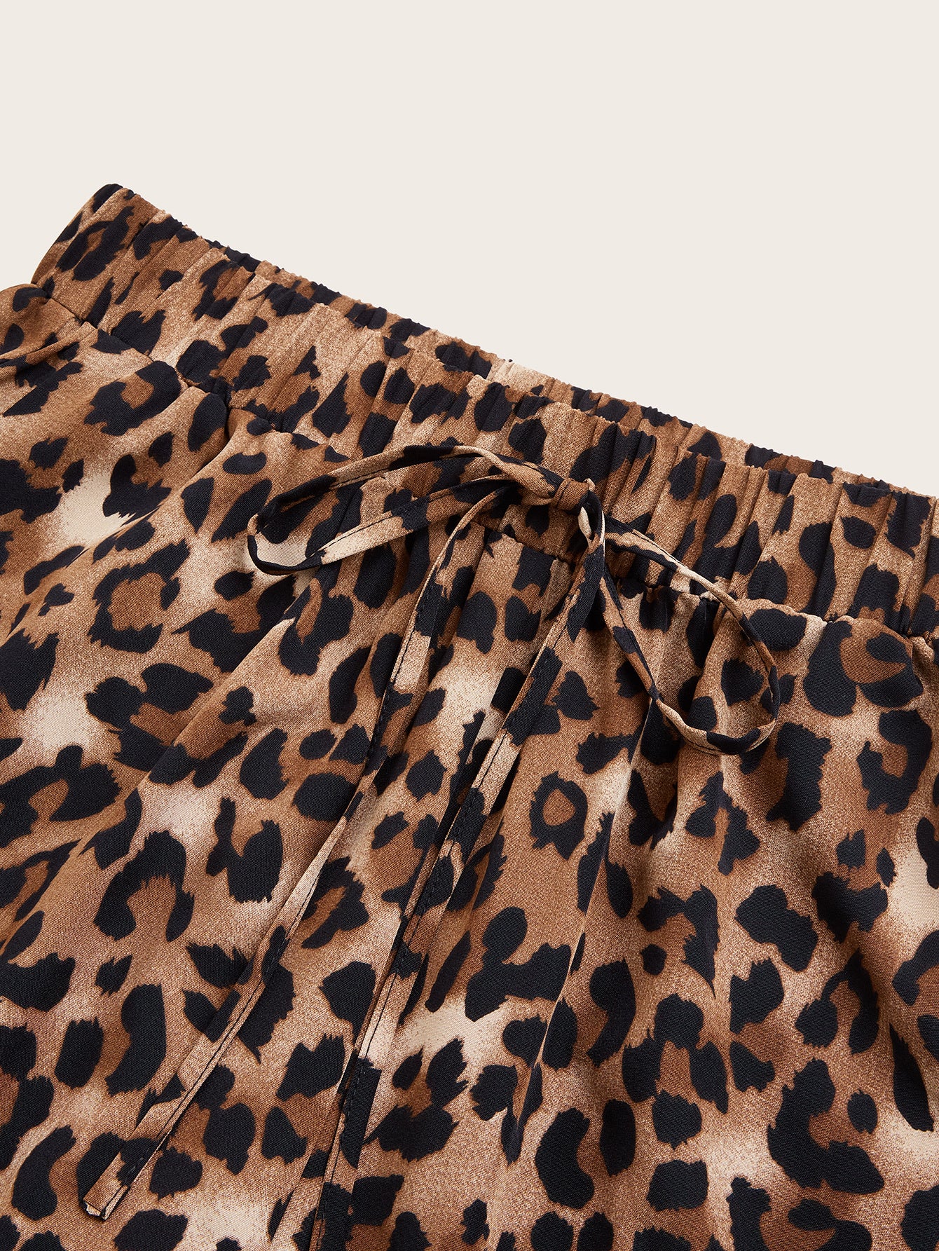 Women's Plus Size Leopard Print Wide Leg Pants - Elastic Waist, Loose Fit Casual Straight Leg Trousers For Spring Summer Fall, Lightweight Polyester Blend, Perfect For Beach Or Outdoor Outings - Sluxe Global