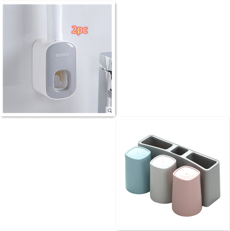 Wall Mounted Automatic Toothpaste Holder Bathroom Accessories Set Dispenser - Sluxe Fashions