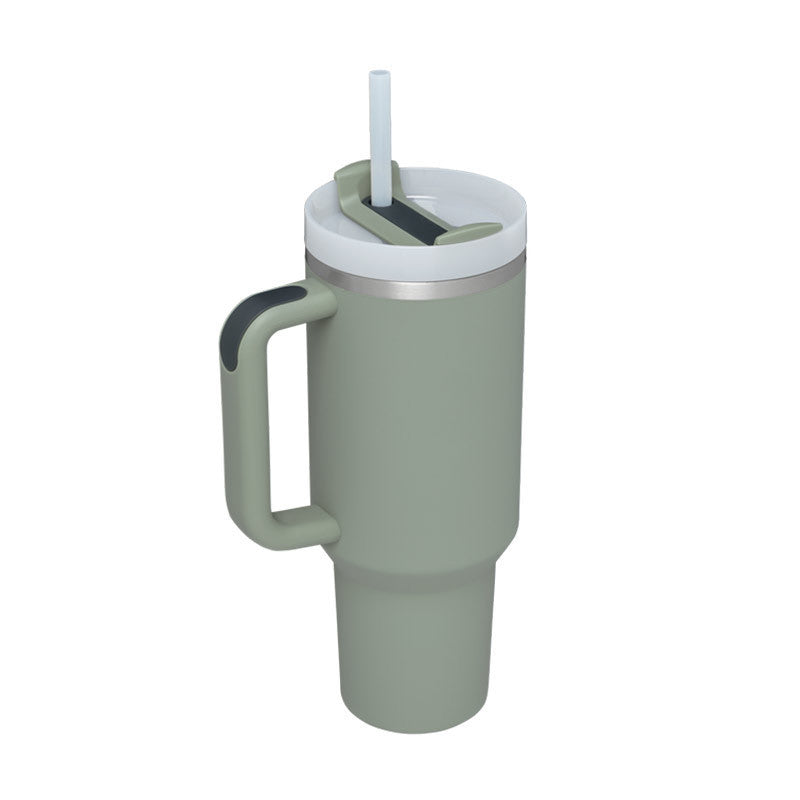 40 Oz Tumbler With Handle Straw Insulated, Stainless Steel Spill Proof Vacuum Coffee Cup Tumbler With Lid Tapered Mug Gifts For Valentine Lover Suitable For Car Gym Office Travel - Sluxe Fashions