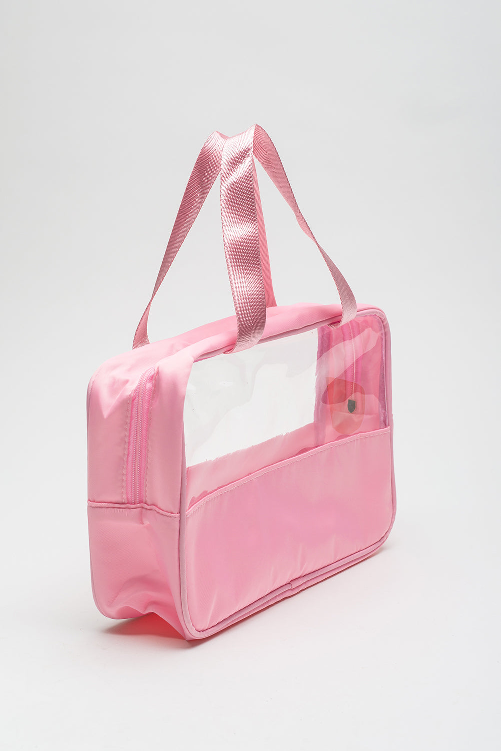 Black TRAVEL Chenille Letter Clear PVC Makeup Bag - Sluxe Fashions