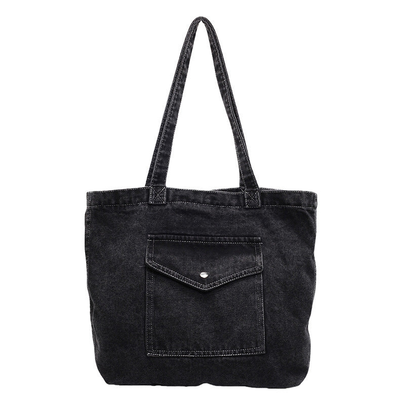Denim Shoulder Bag Large Capacity Shopping Bag Tote Bag - Sluxe Fashions