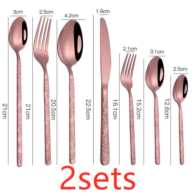 Embossed Textured Handle Steak Cutlery Western Cutlery - Sluxe Fashions