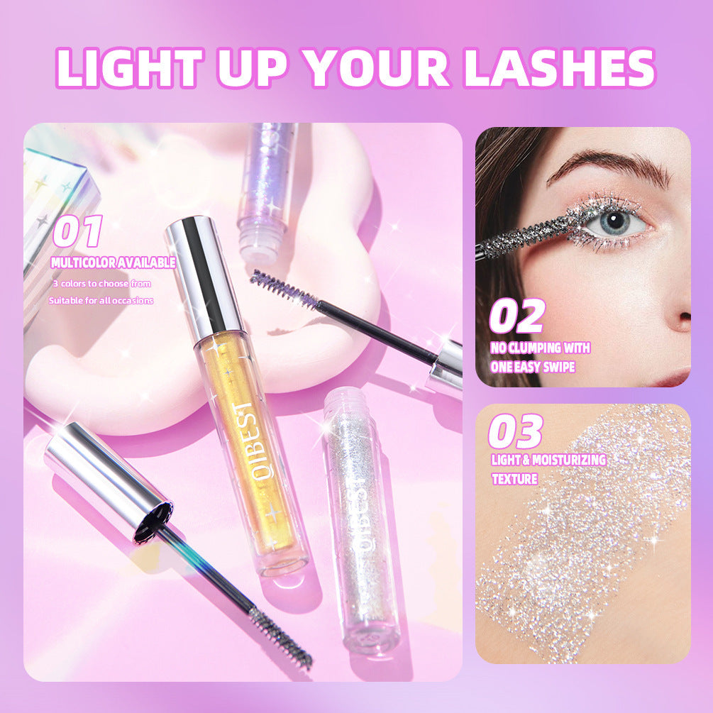 Violet Glitter Lash Mascara Diamond Mascara Thick Shiny Eyelash Curling Extension Makeup Waterproof Fast Dry Sequins Eye Black - Sluxe Fashions