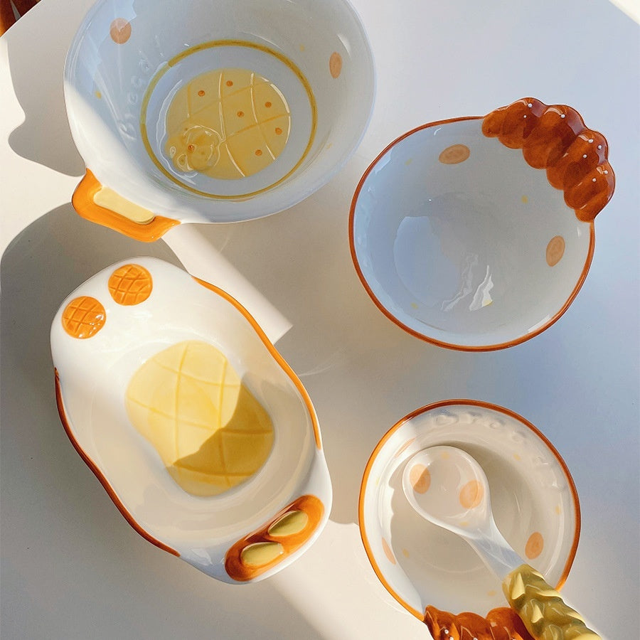 Cute Bread Ceramic Tableware Household Bowl Dessert Cookies - Sluxe Fashions