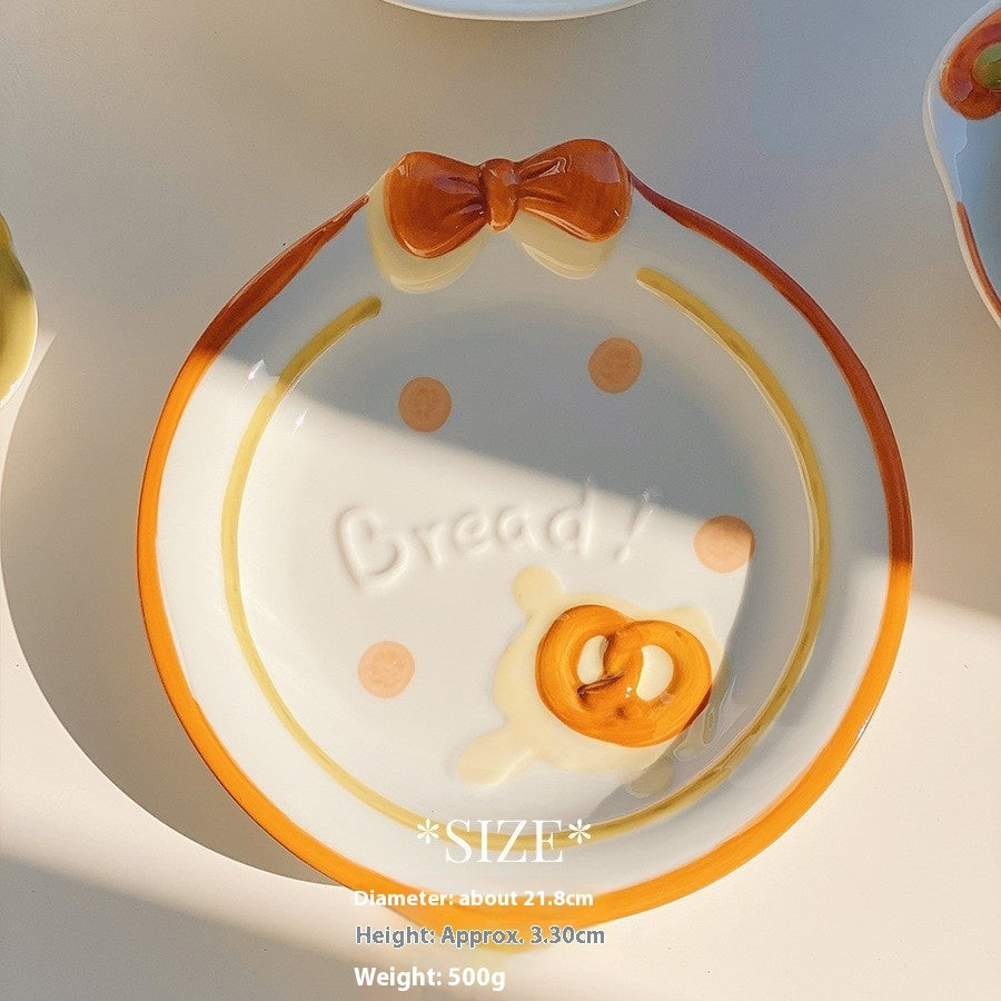 Cute Bread Ceramic Tableware Household Bowl Dessert Cookies - Sluxe Fashions