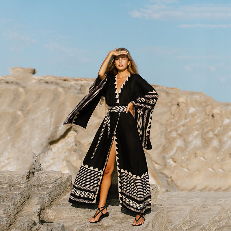 Women's Printed Beach Swimsuit Bikini Sun Protection Outerwear - Sluxe Fashions