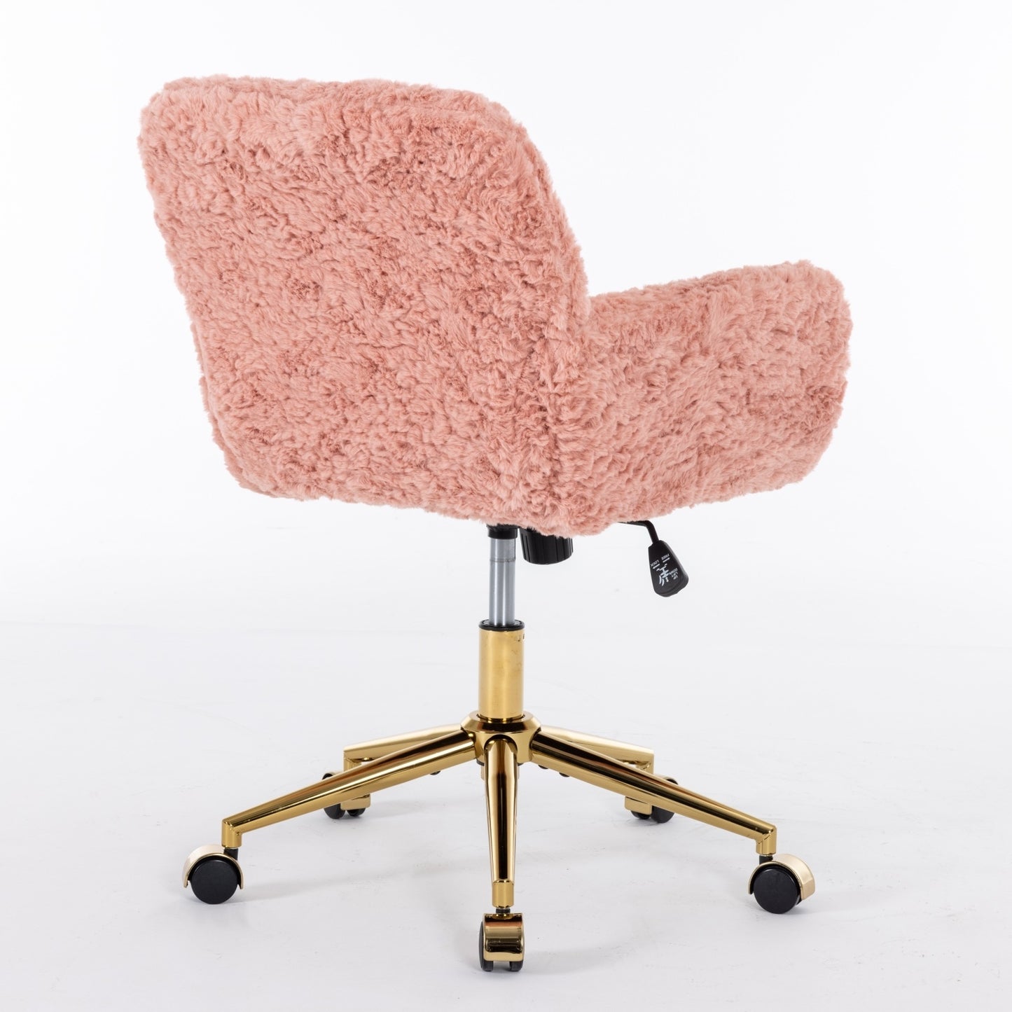 A&A Furniture Artificial Rabbit Hair Office Chair With Gold Base, Adjustable - Sluxe Global