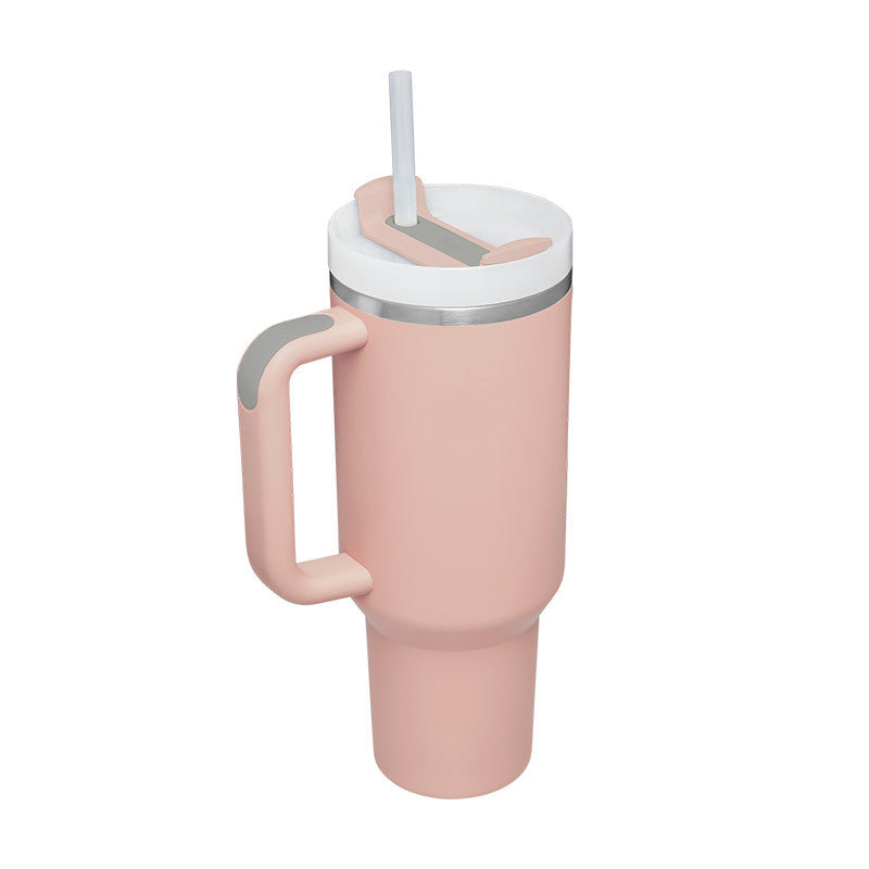 40 Oz Tumbler With Handle Straw Insulated, Stainless Steel Spill Proof Vacuum Coffee Cup Tumbler With Lid Tapered Mug Gifts For Valentine Lover Suitable For Car Gym Office Travel - Sluxe Fashions