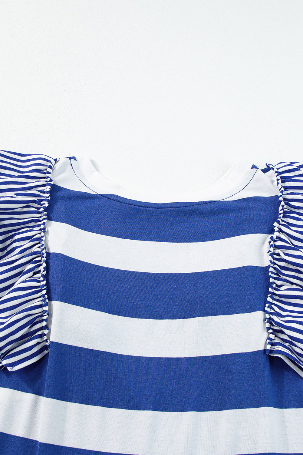 Black Stripe Contrast Ruffled Sleeve T-shirt Dress - Sluxe Fashions