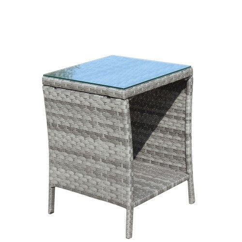 Outdoor Patio Furniture 1 Coffee Table With Clear Tempered Glass - Sluxe Global
