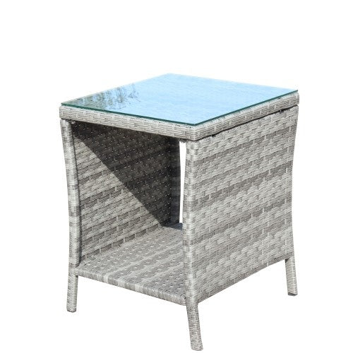 Outdoor Patio Furniture 1 Coffee Table With Clear Tempered Glass - Sluxe Global