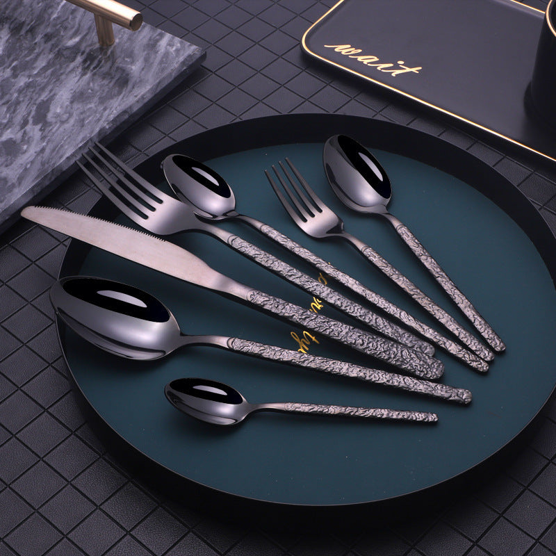 Embossed Textured Handle Steak Cutlery Western Cutlery - Sluxe Fashions