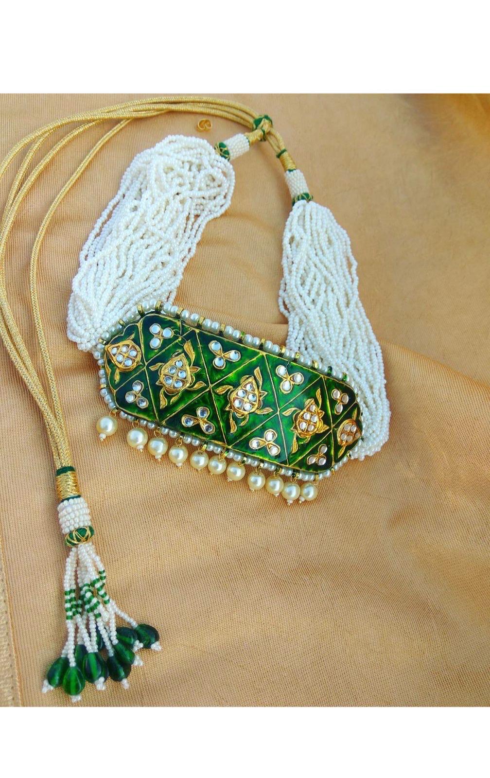 Rivani choker set Kundan meena set Meenakari choker set pearl set women choker set - Sluxe Global