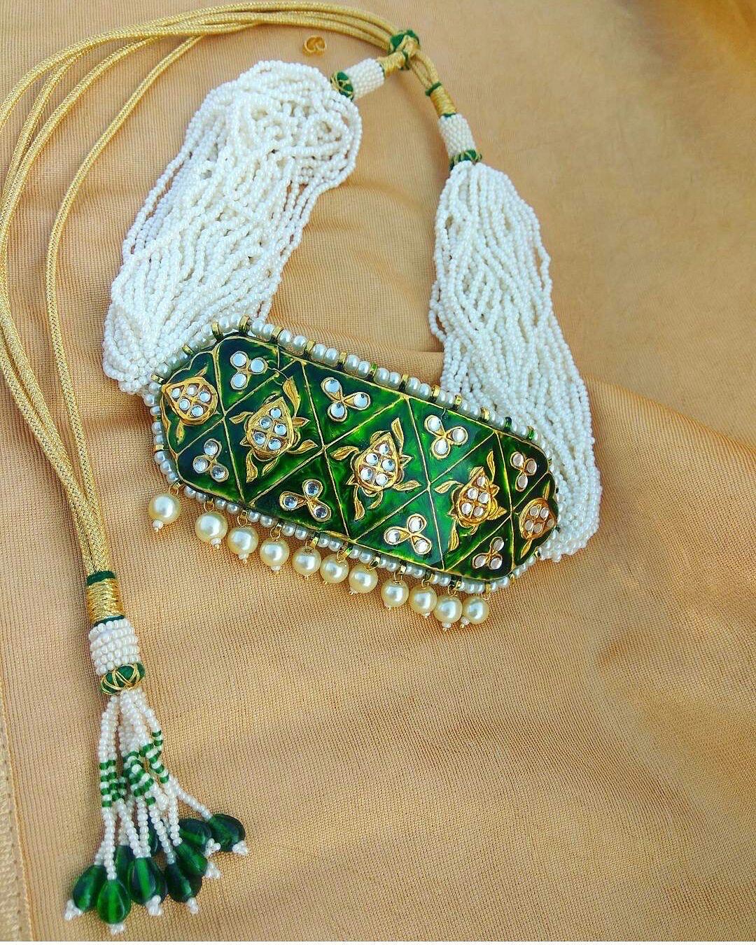 Rivani choker set Kundan meena set Meenakari choker set pearl set women choker set - Sluxe Global