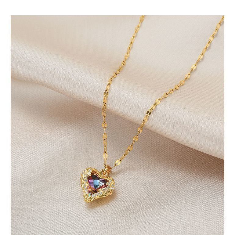 New Ocean Heart Titanium Steel Necklace Fashion 18K Gold Clavicle Chain - Sluxe Fashions