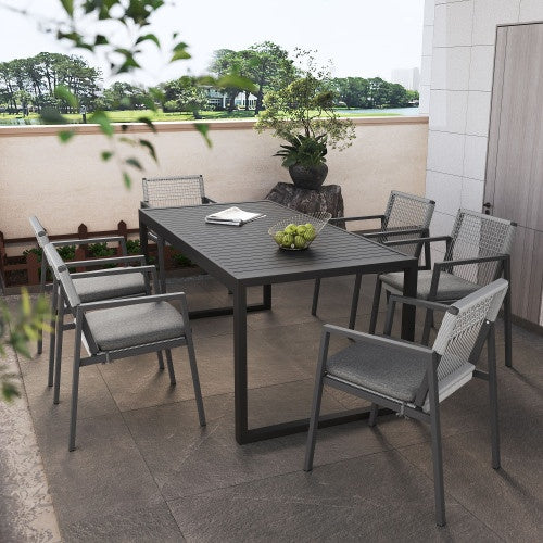 Outdoor Dining Chair Set Of 2, Aluminum  Rope , Outdoor Armchair Seating For Patio Backyard Poolside Balcony, Cushion Included - Sluxe Global