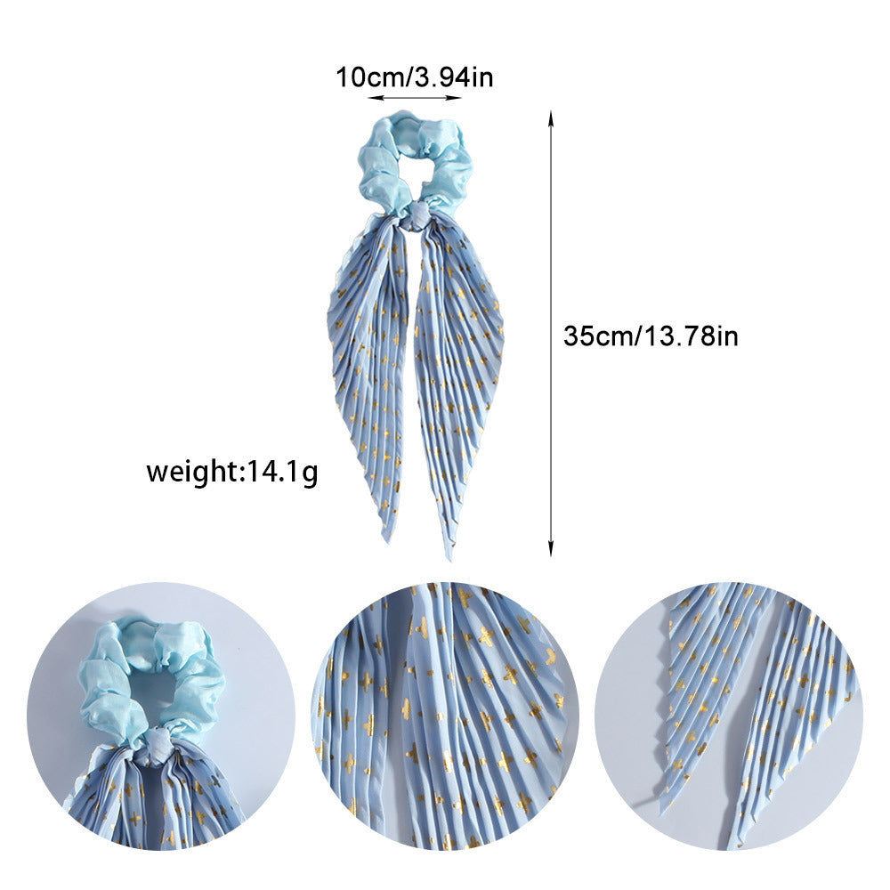 Cute Silk Ponytail Hair Loop Hair Band Hair Accessories Floral Headrope Retro Elastic Printed Hair Rope Women Girl - Sluxe Fashions