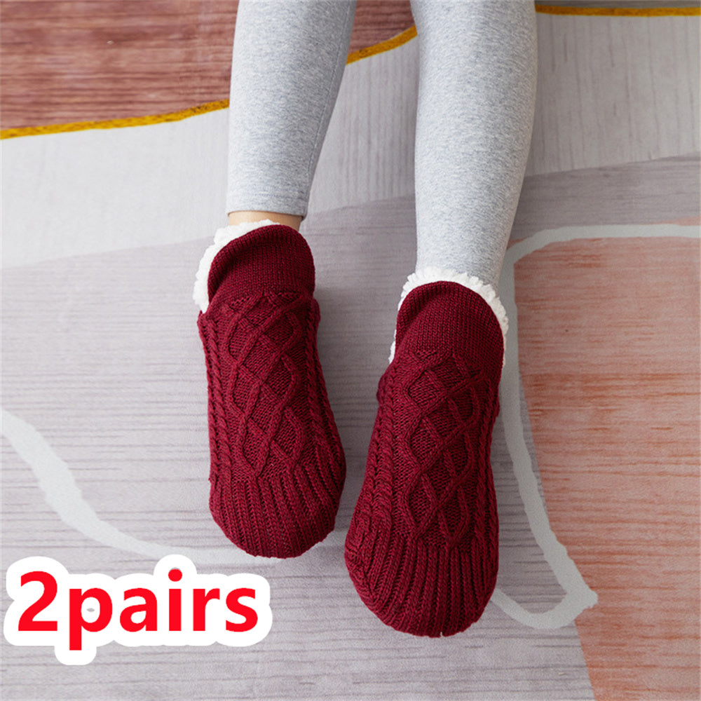 Winter Woolen Socks Women Thicken Warm Home Bedroom Socks Slippers Men Non-slip Foot Warmer Snow Socks Calcetines Mujer - Sluxe Fashions