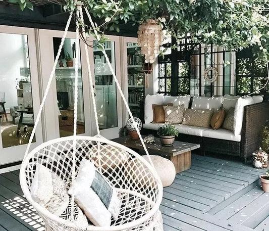 Nordic Style Round Hammock Outdoor Indoor Dormitory Bedroom Hanging Chair For Child Adult Swinging Single Safety Hammock - Sluxe Global
