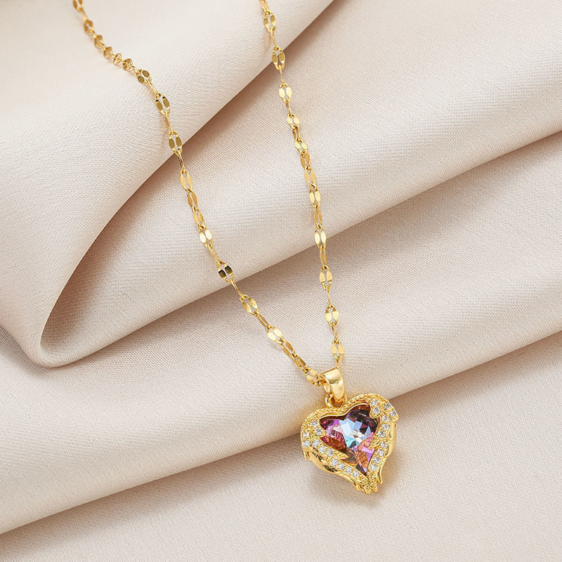 New Ocean Heart Titanium Steel Necklace Fashion 18K Gold Clavicle Chain - Sluxe Fashions
