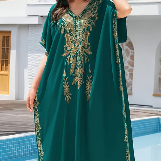 Embroidery Kaftan Dress - Sluxe Global