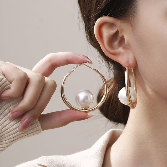 Simple Pearl And Circle Earrings Fashion - Sluxe Fashions