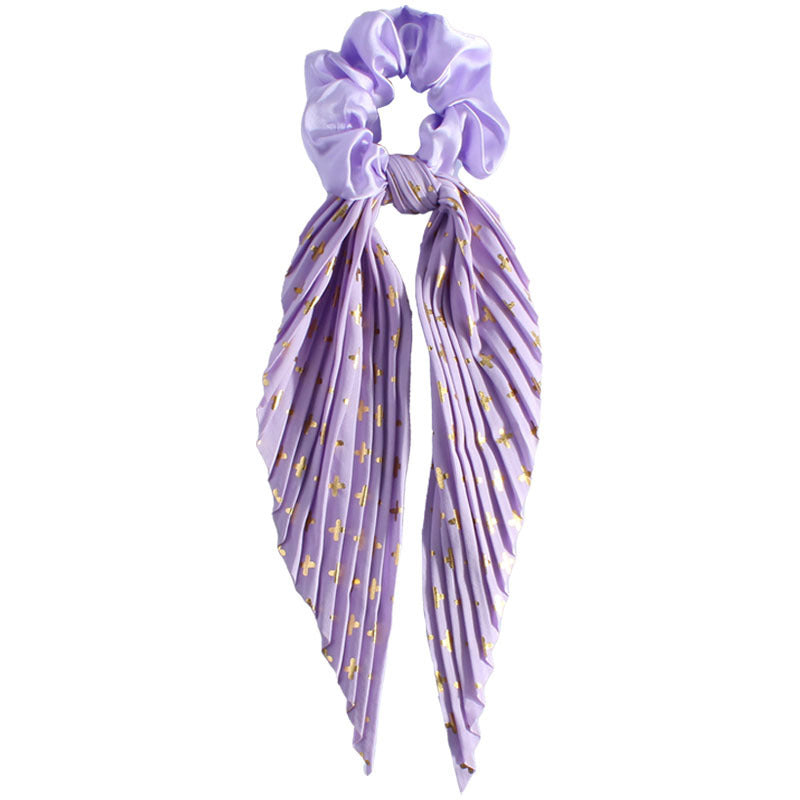 Cute Silk Ponytail Hair Loop Hair Band Hair Accessories Floral Headrope Retro Elastic Printed Hair Rope Women Girl - Sluxe Fashions