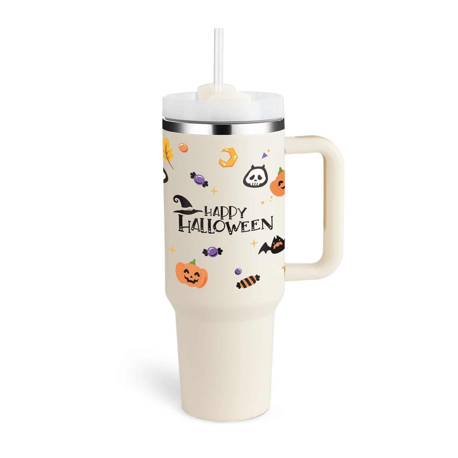 40 Oz Tumbler With Handle Straw Insulated, Stainless Steel Spill Proof Vacuum Coffee Cup Tumbler With Lid Tapered Mug Gifts For Valentine Lover Suitable For Car Gym Office Travel - Sluxe Fashions