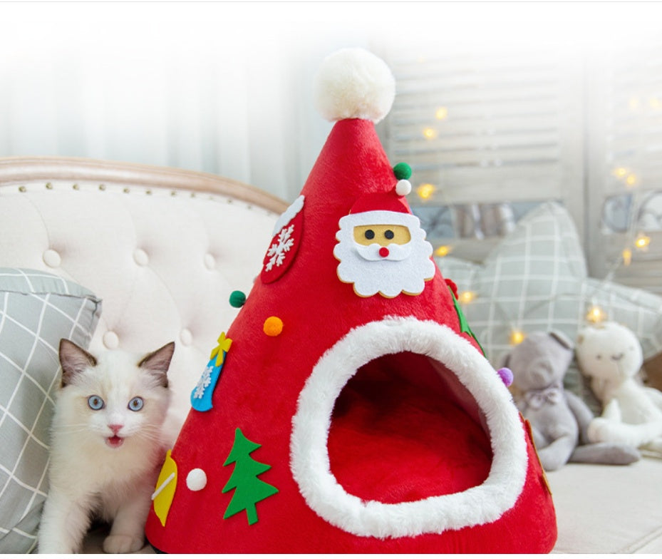 Autumn And Winter Warm Cat Nest Christmas Hat Shape Sponge - Sluxe Global