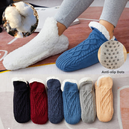 Winter Woolen Socks Women Thicken Warm Home Bedroom Socks Slippers Men Non-slip Foot Warmer Snow Socks Calcetines Mujer - Sluxe Fashions