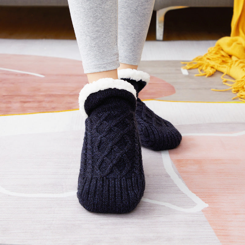Winter Woolen Socks Women Thicken Warm Home Bedroom Socks Slippers Men Non-slip Foot Warmer Snow Socks Calcetines Mujer - Sluxe Fashions