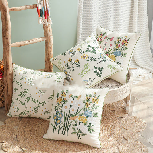 Home Embroidery Plants And Flowers Pillow - Sluxe Fashions