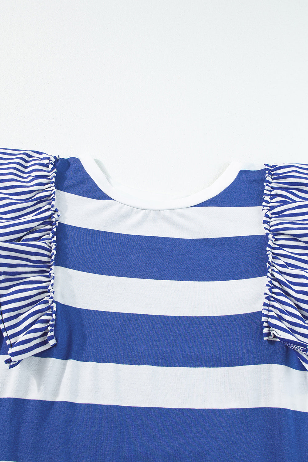 Black Stripe Contrast Ruffled Sleeve T-shirt Dress - Sluxe Fashions