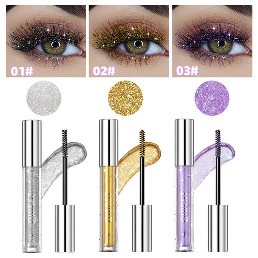 Violet Glitter Lash Mascara Diamond Mascara Thick Shiny Eyelash Curling Extension Makeup Waterproof Fast Dry Sequins Eye Black - Sluxe Fashions