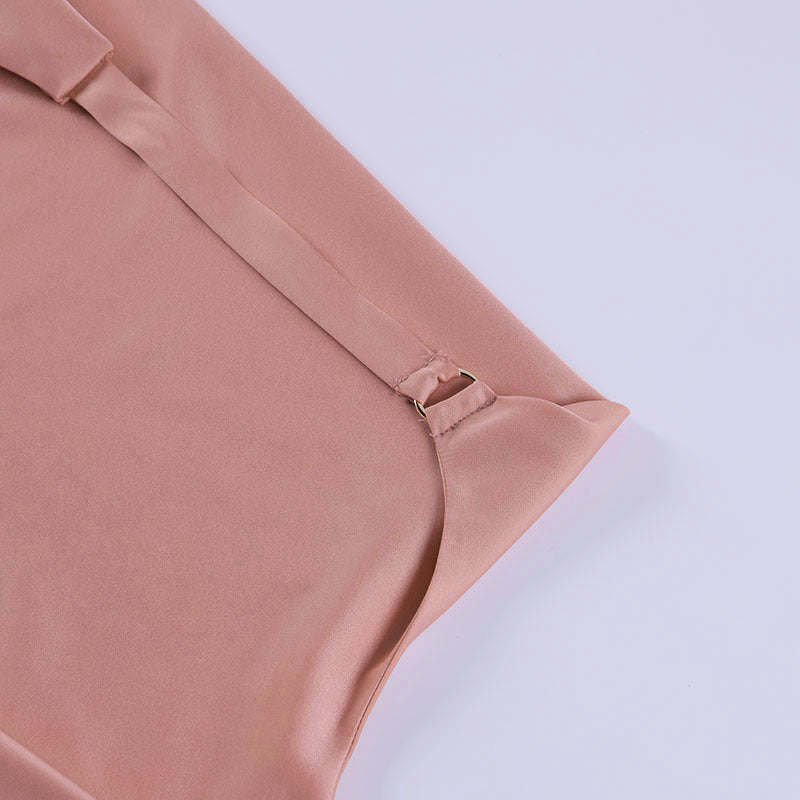 Satin Party Dress V Neck Backless Mini Sleeveless Summer Party Dress Sluxe Global