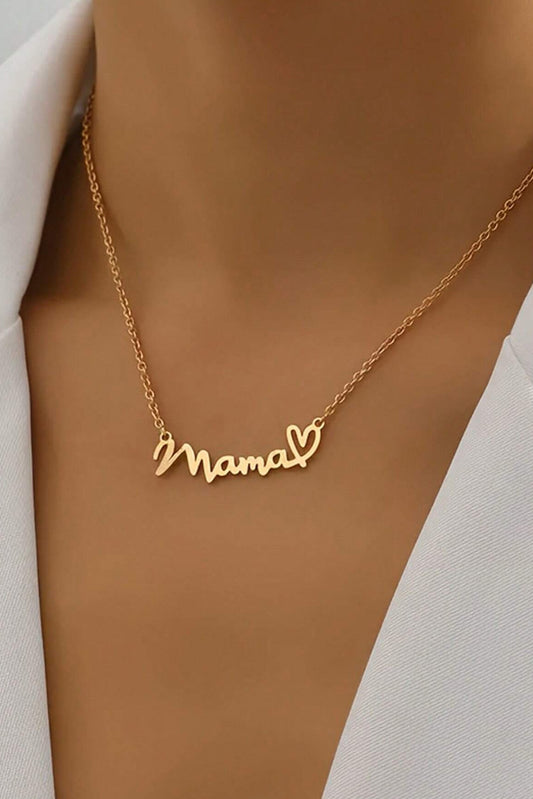 Gold Mama Letter Heart Pattern Necklace - Sluxe Fashions