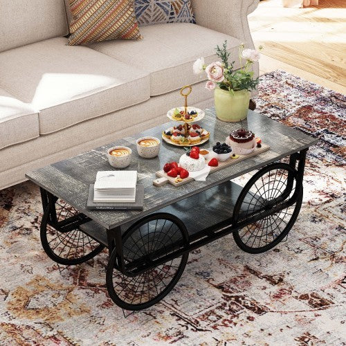 Modern Style Coffee Table Rectangle Coffee Table End Side Table Retro Design Coffee - Sluxe Global