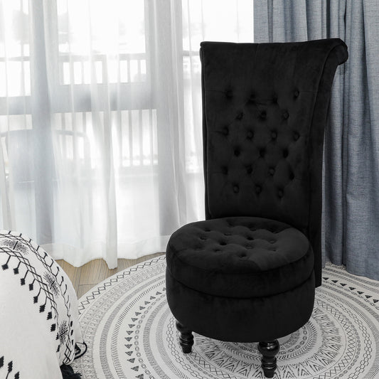 Velvet High Back Armless Chair Retro Elegant Luxury Chair Upholstered Tufted Accent Seat with Storage for Dressing Room Living Room Bedroom - Sluxe Global