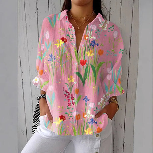 Women's Creative Fashion 3D Printing Lapel Casual Shirt - Sluxe Global