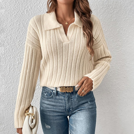 Fashion Casual Polo Collar Sweater For Women - Sluxe Fashions