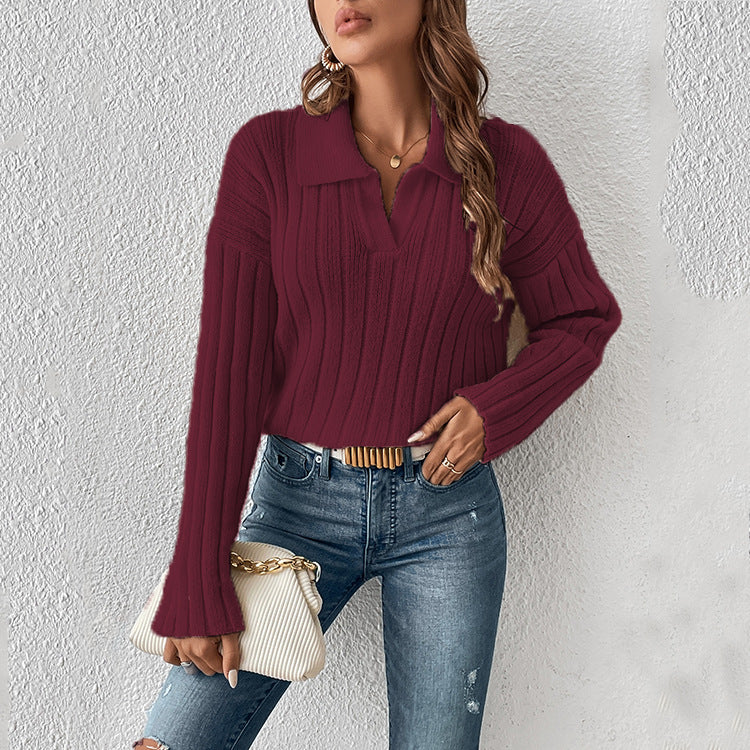 Fashion Casual Polo Collar Sweater For Women - Sluxe Fashions