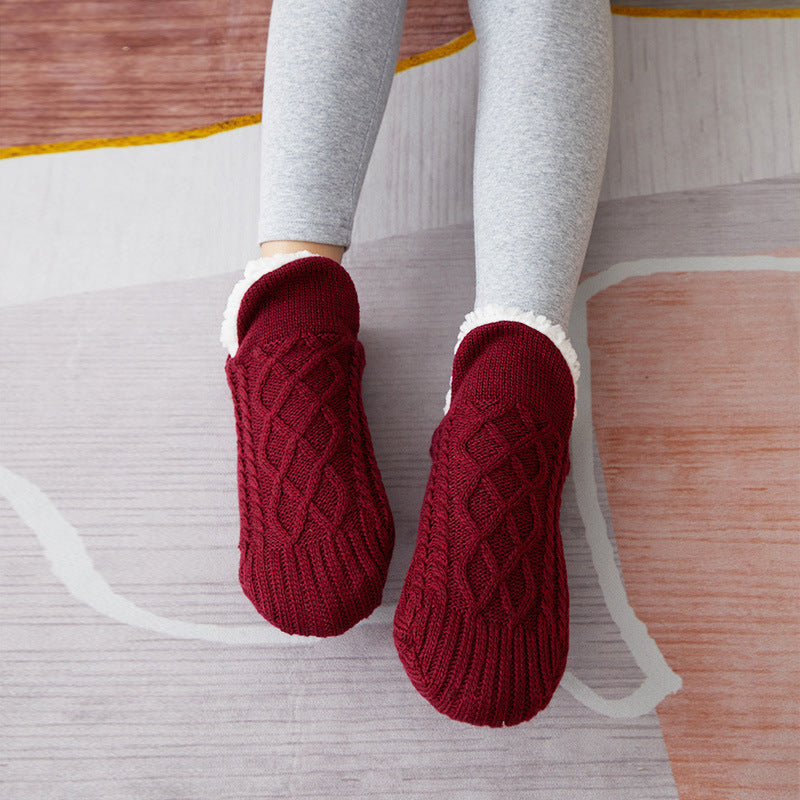 Winter Woolen Socks Women Thicken Warm Home Bedroom Socks Slippers Men Non-slip Foot Warmer Snow Socks Calcetines Mujer - Sluxe Fashions