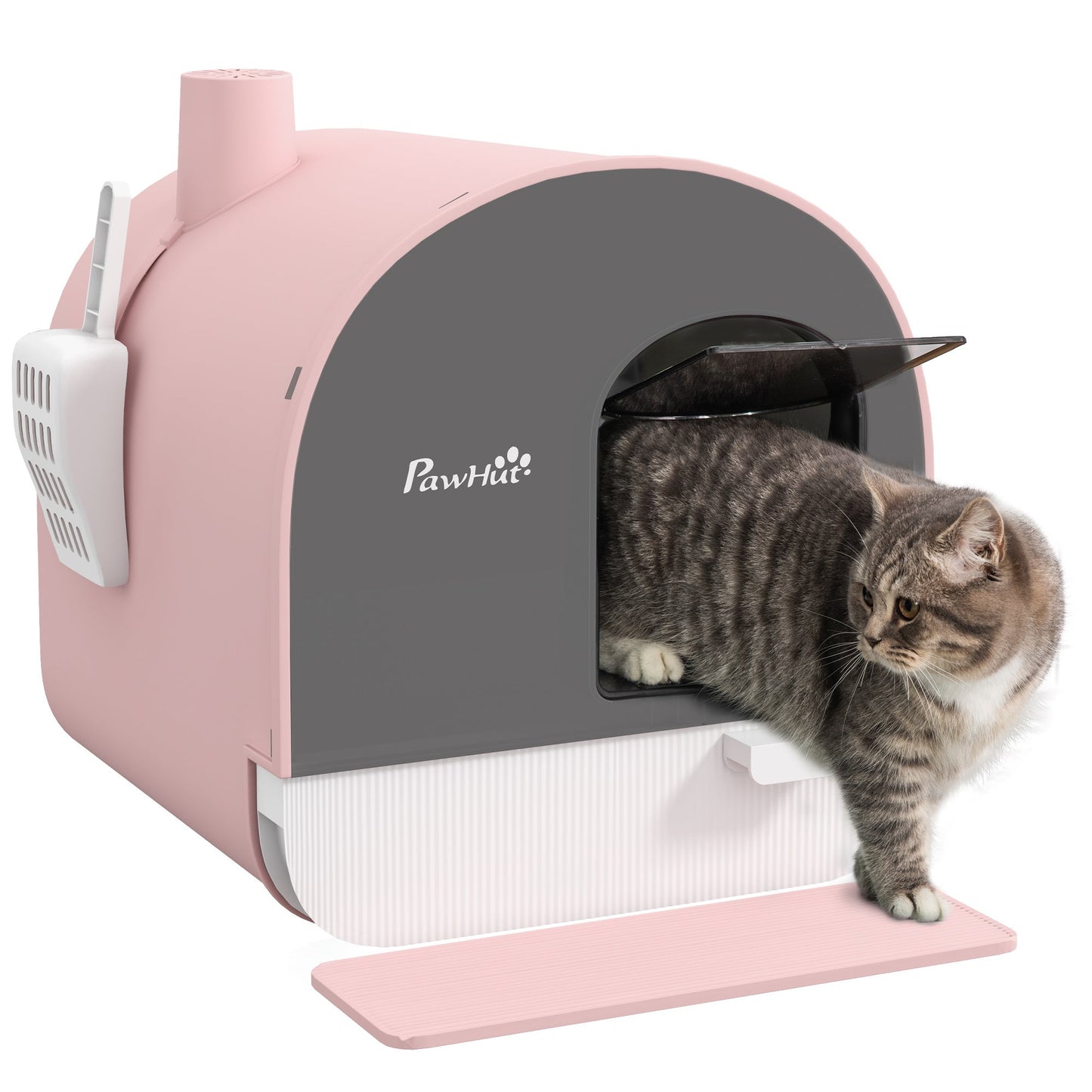 Cat Litter Box with Lid with Scoop and Filter, Pink Sluxe Global