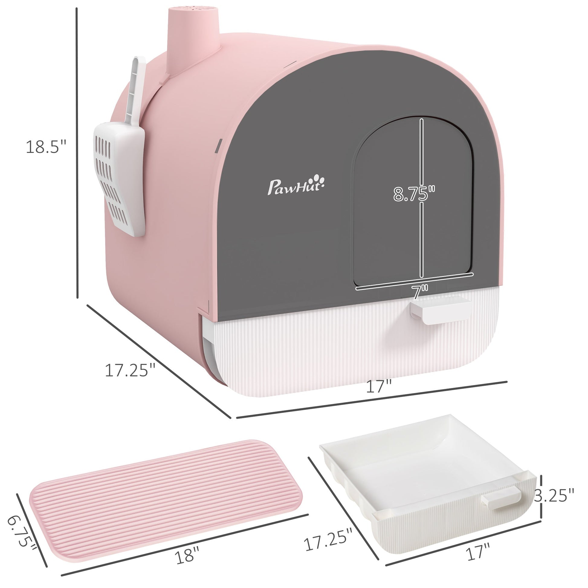 Cat Litter Box with Lid with Scoop and Filter, Pink Sluxe Global