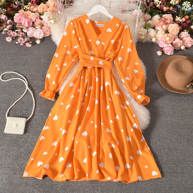 Tie Belt Love Pleated Long Dress Sluxe Global